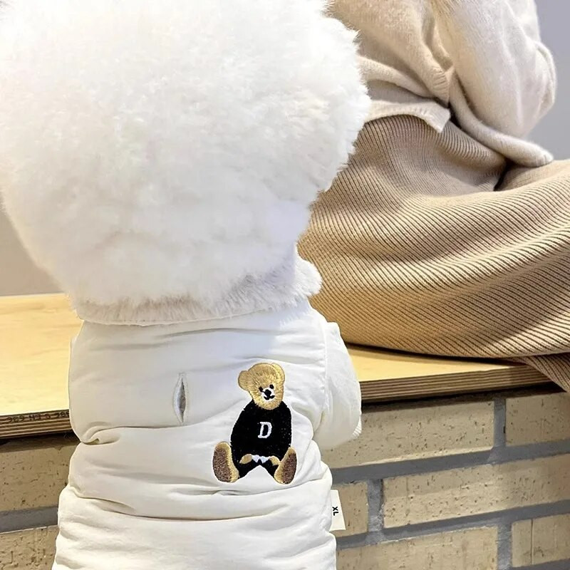 Téli kisállat kabát kutya vastagított meleg szőrme nyakörv Pamut párnázott dzseki kölyökkutya két lábú kardigán maci ruházat