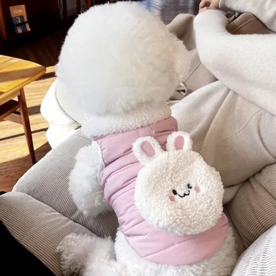 Cute Beer Cartoon Pet Βαμβακερό Παλτό Χειμερινό Teddy Down Μπουφάν Ζεστά ρούχα για σκύλους παρά Bear Jacket with Bag can tow Puppy Clothes
