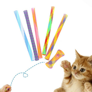 Карикатура Pet Cat Toy Stick Feather Rod Mouse Toy with Mini Bell Cat Catcher Teaser Cat Interactive Toy Colorful Cat Kitten Teaser