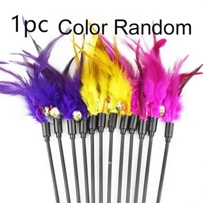 Карикатура Pet Cat Toy Stick Feather Rod Mouse Toy with Mini Bell Cat Catcher Teaser Cat Interactive Toy Colorful Cat Kitten Teaser