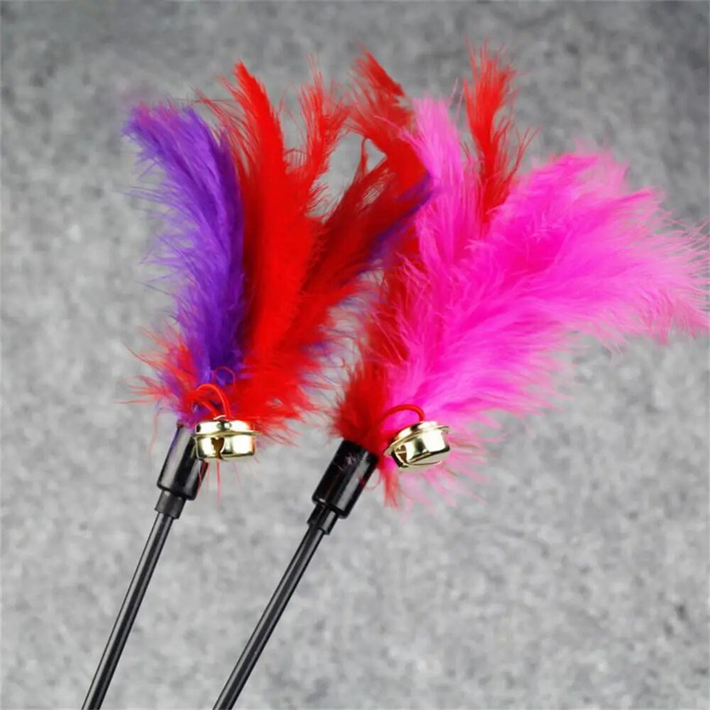 Rajzfilm kisállat macska játék bot toll rúd egér játék mini harang macskafogóval Interaktív macska játék Színes macska cica teaser