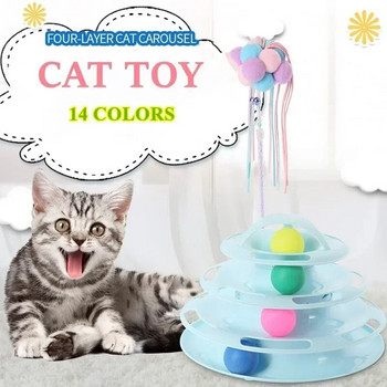 3/4 Levels Cat Toy Tower Tracks Διαδραστικά παιχνίδια εκπαίδευσης κατοικίδιων ψυχαγωγικά παιχνίδια για γάτες Γατάκι γάτα Tunnel Αξεσουάρ για γάτες Είδη για κατοικίδια