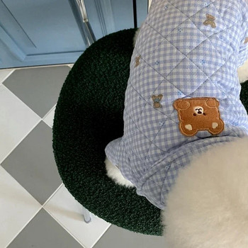 Ρούχα για σκύλους Schnauzer Τετράποδα Βαμβακερό μπουφάν για σκύλους Χειμερινά ρούχα για σκύλους Teddy ζεστά One Piece Παλτό για σκύλους Καρό ανάγλυφο παλτό για κατοικίδια