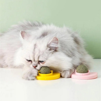 Γάτες Παιχνίδια Γάτα Μέντα Περιστροφή μπάλας Catnip Τοίχου Μπάλα Γλείφει Σνακ Φρεσκάρετε Αναπνοή Αφαιρέστε Τρίχες Μπάλες Γάτες Αξεσουάρ Γάτες Προμήθειες για κατοικίδια