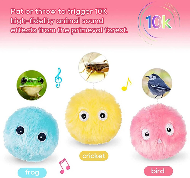 Intelligens macskajátékok interaktív golyós plüss elektromos macskamenta oktatójáték cica érintés hangos kisállattermék nyikorgó játék golyó macska kellék