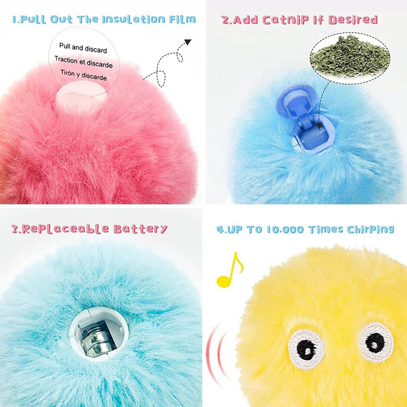 Intelligens macskajátékok interaktív golyós plüss elektromos macskamenta oktatójáték cica érintés hangos kisállattermék nyikorgó játék golyó macska kellék