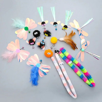 Cat Teaser Wand Toy Резервна глава Caterpillar Mouse Feather Freely Change Accessories Направи си сам Cat Stick Funny Kitten Supplies