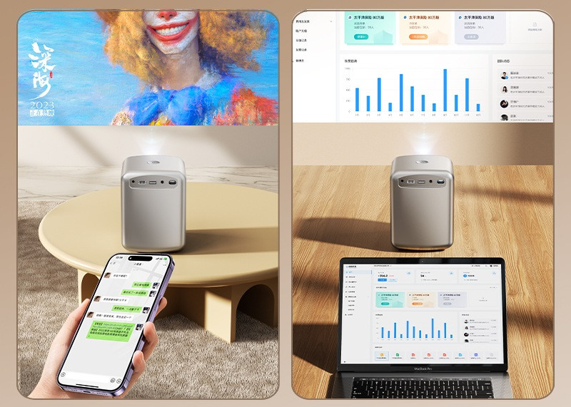 Mini nešiojamas elektrinis Focus Ultra HD namų kino 4K projektorius namų ekrano projektorius, skirtas mobiliajam telefonui