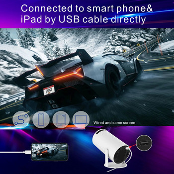HY300 Android Wifi Интелигентен преносим проектор за Samsung iPhone Phone 1280 720P Full HD Office Домашно кино Видео Мини проектор