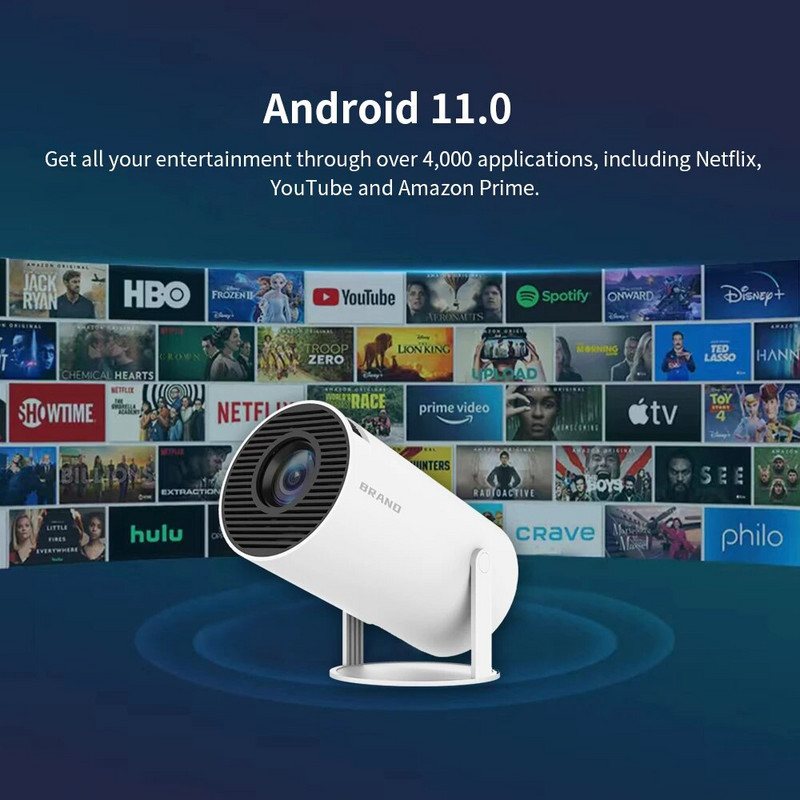 Salange HY300 išmanusis projektorius Android 11.0 MINI nešiojamasis 5G WIFI namų kinas 720P, skirtas SAMSUNG Apple Outdoor 1080P 4K Movie HDMI