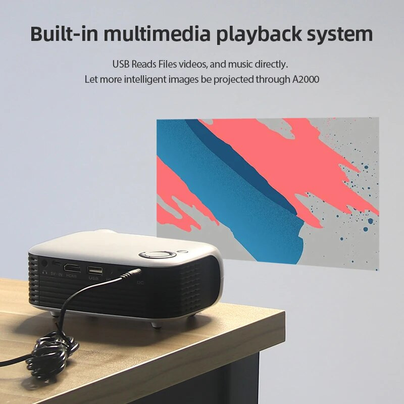 AUN A2000 hordozható projektor LED házimozi projektor mini mozi Smart TV beamer támogatás 1080P Full HD filmlejátszás