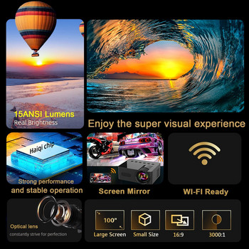 YT100 Mini Android Wifi Интелигентен преносим външен проектор Full HD1080P Офис филм за домашно кино Безжичен проектор със същия екран