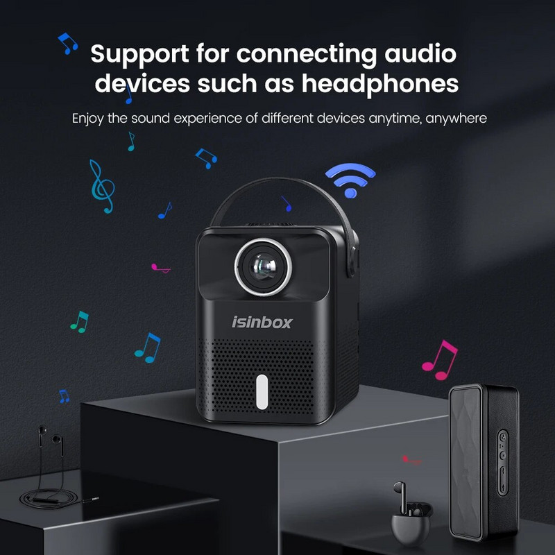 ISINBOX X8 projektor Android hordozható házimozi mozi projektor 1280*720 HD 1080p videó 5G Wifi 5000 lumenes kivetítők