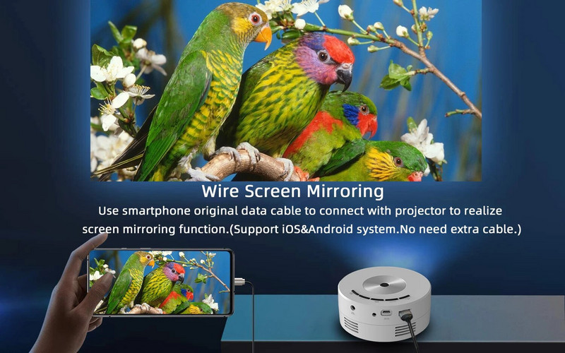 YT200 LED mobil videó mini projektor házimozi médialejátszó gyerekeknek ajándék mozi vezetékes azonos képernyős projektor iPhone Androidhoz