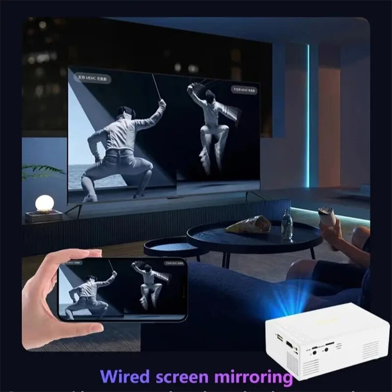 Kaasaskantav miniprojektor 4K 1080P 3D LED-videoprojektor Juhtmega ekraani ülekandmine Full HD kodukino mänguproyector