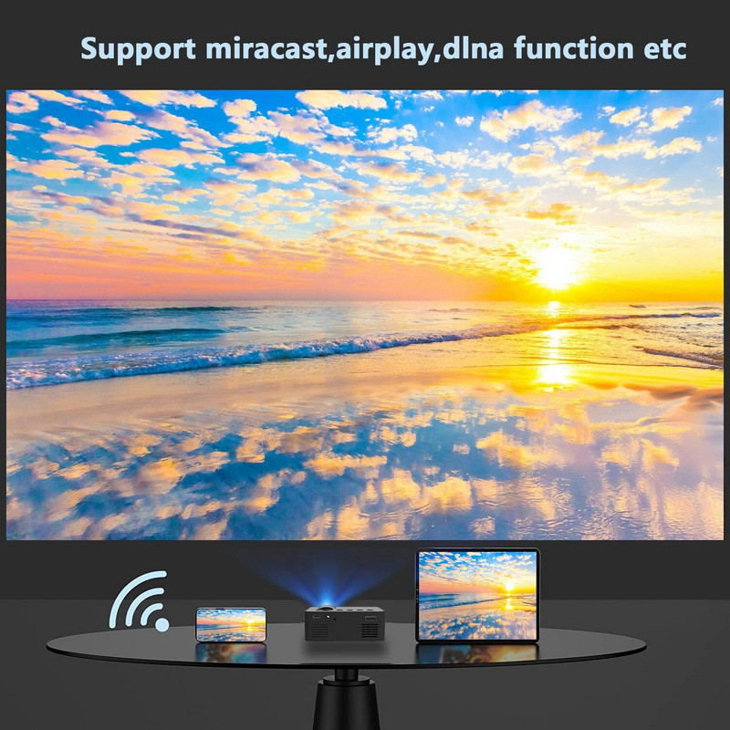 YT100 otthoni kis vezeték nélküli mobiltelefon projektor kültéri projektor, újratölthető táp kincs