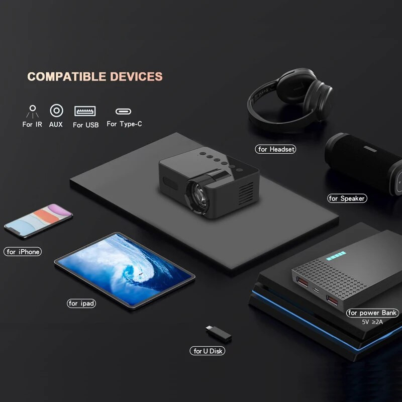 YT100 új mobiltelefon mini projektor vezeték nélküli Full HD1080P irodai házimozi film ugyanazon a képernyőn