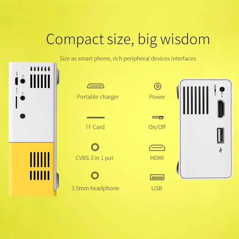 Salange YG300 mini projektor LED projektor LCD projektor Audio HDMI-kompatibilis mini proyector házimozi médialejátszó beamer