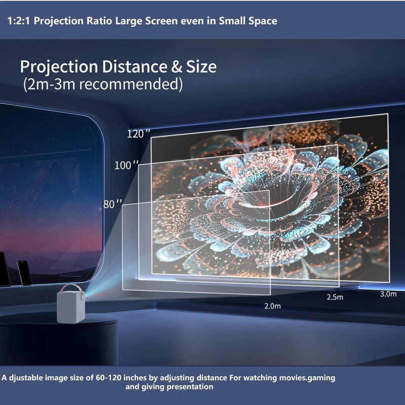 YERSIDA projektor X8 mini kaasaskantav Android-süsteem nutikas kodu 5G WIFI-projektorid Bluetooth 720P HD tugi 4K videoseadmed