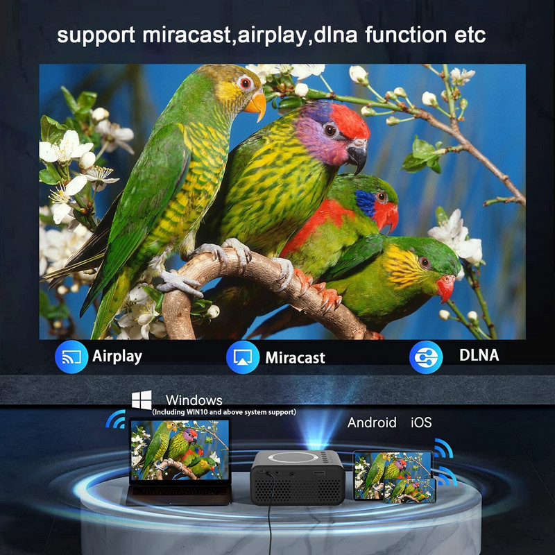 Salange YT300 mobiilse videoprojektori tugi 1080P kodukino meediumipleier Juhtmega traadita sama ekraaniga Android IOS nutitelefon