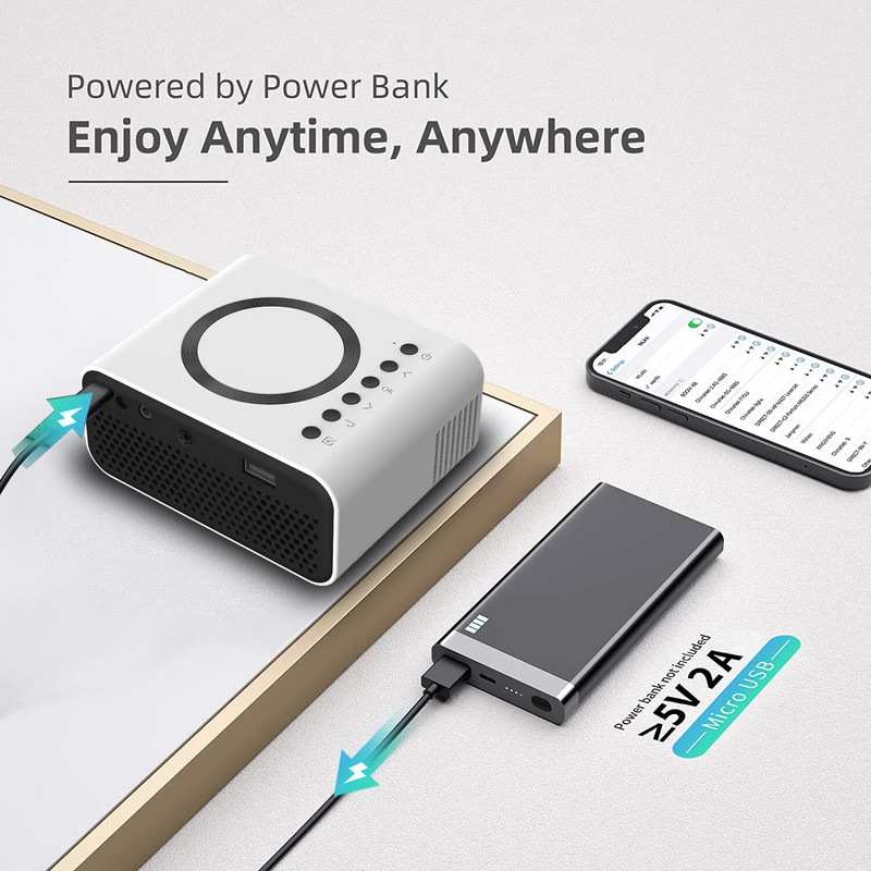 Salange YT300 mobiilse videoprojektori tugi 1080P kodukino meediumipleier Juhtmega traadita sama ekraaniga Android IOS nutitelefon