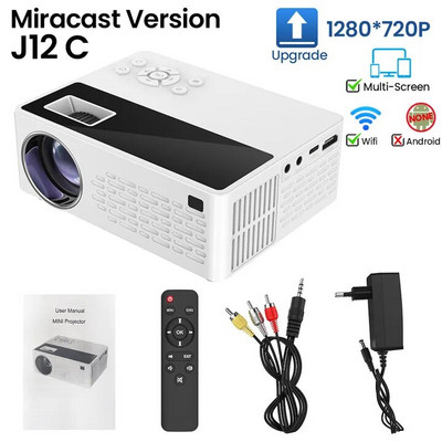 Mini Projector J12C 1280*720P Support 1080P WiFi USB Mini Portable Projector για τηλέφωνο Smartphone Βίντεο Home Cinema Παιδικό Δώρο