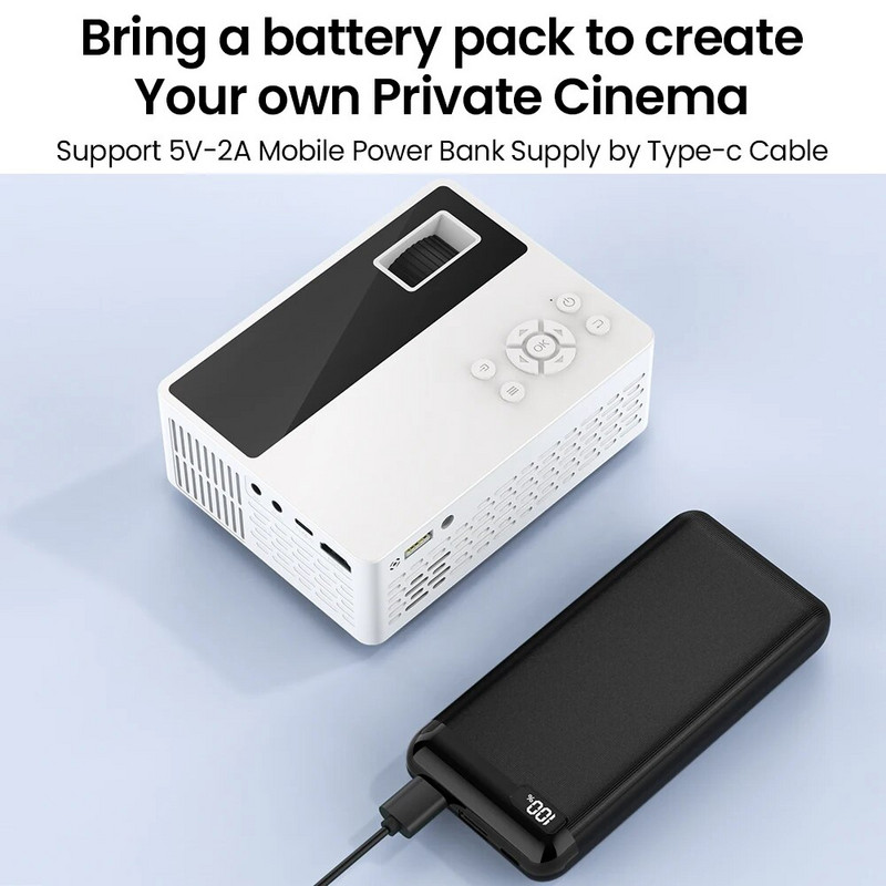 Mini projektors J12C 1280*720P atbalsts 1080P WiFi USB Mini portatīvais projektors tālrunim Viedtālrunis Video mājas kinozāle bērniem Dāvana