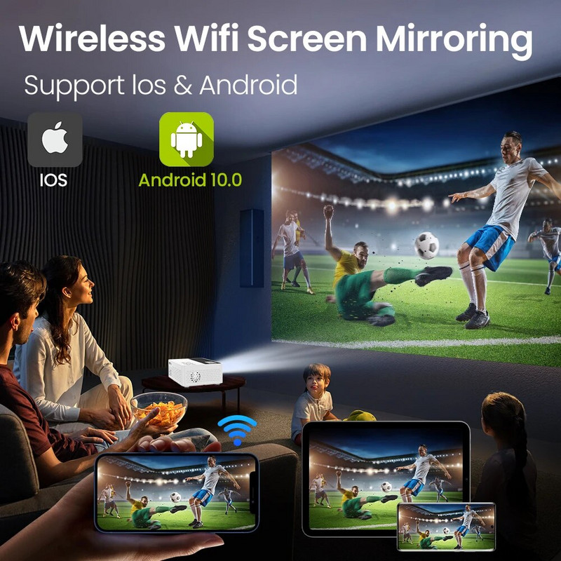 Mini projektors J12C 1280*720P atbalsts 1080P WiFi USB Mini portatīvais projektors tālrunim Viedtālrunis Video mājas kinozāle bērniem Dāvana