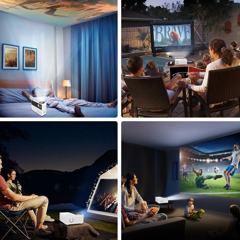 Mini projektors J12C 1280*720P atbalsts 1080P WiFi USB Mini portatīvais projektors tālrunim Viedtālrunis Video mājas kinozāle bērniem Dāvana