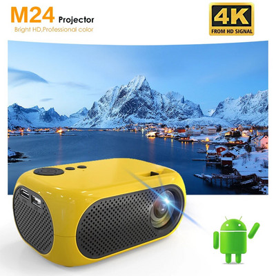 M24 Mini 4K HD LED проектор Android 11.0 Bluetooth WIFI 6.0 BT5.0 1920*1080P Домашно кино Автофокус Външни преносими проектори