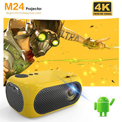 M24 Mini 4K HD LED проектор Android 11.0 Bluetooth WIFI 6.0 Auto Focus BT5.0 1920*1080P Преносими проектори за домашно кино на открито