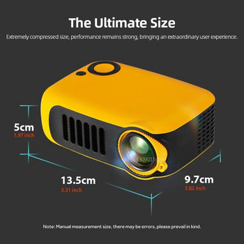 A2000 Black Home Cinema Laser Beamer Mini Video Projector Φορητός κινηματογράφος LED με θύρα USB HD για SmartPhone Full HD 1080P 4K