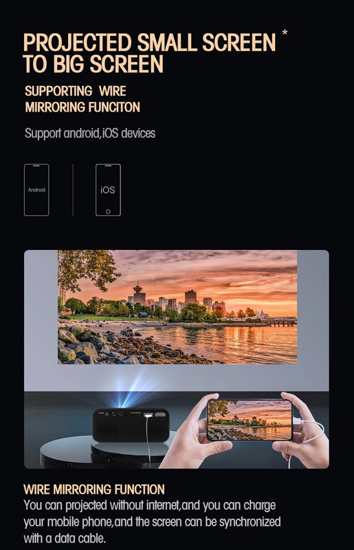 YT500 LED mobil videó mini projektor házimozi médialejátszó gyerekeknek ajándék mozi vezetékes többképernyős projektor