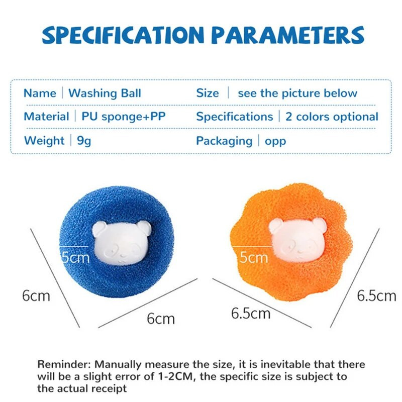 2/3/4/6/8 DB Mosólabdás készlet Újrahasználható Mosógép Szőreltávolító Golyó Tisztító Szösz Fuzz Háziállatszőr Ruhák Háztartási Termék