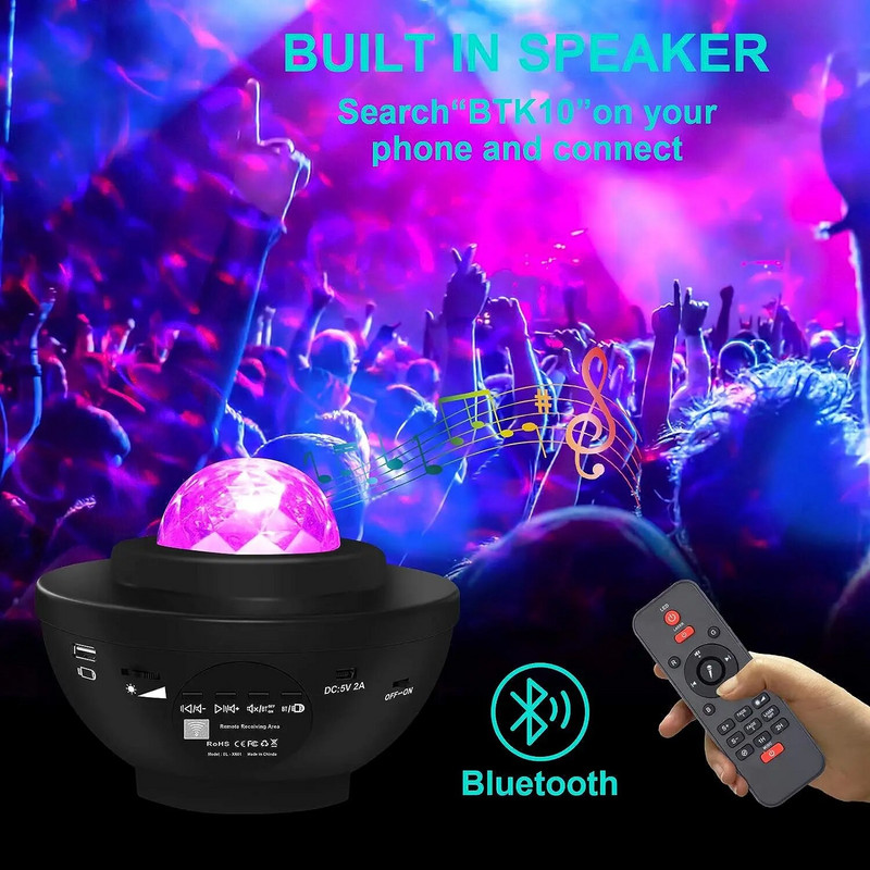 Krāsains zvaigžņots projektors Galaxy Night Light Bērns Bluetooth USB mūzikas atskaņotājs Star NightLight romantisks projektors nakts lampa dāvana
