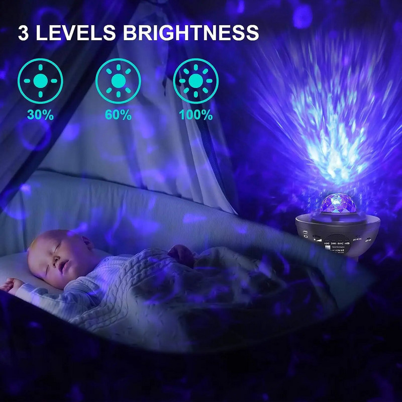 Krāsains zvaigžņots projektors Galaxy Night Light Bērns Bluetooth USB mūzikas atskaņotājs Star NightLight romantisks projektors nakts lampa dāvana