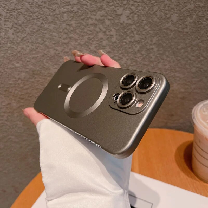 Lencsevédő mágneses Magsafe Borderless Slim telefontok iPhone 15 14 Plus 13 12 Pro Max Hard PC ütésálló burkolathoz