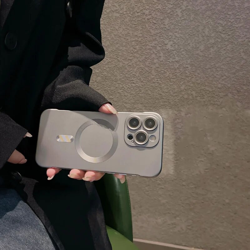 Lencsevédő mágneses Magsafe Borderless Slim telefontok iPhone 15 14 Plus 13 12 Pro Max Hard PC ütésálló burkolathoz