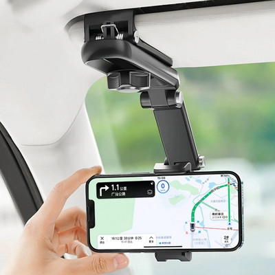 360° rotējošs saulessarga tālruņa turētājs auto daudzfunkcionālam saulessarga mobilā tālruņa turētājam iPhone/Samsung/Android