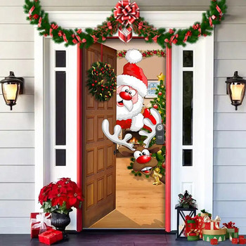 Кошмар преди Коледа Външни декорации Подпори Коледни елфи Покривало за врата Дядо Коледа Фон Банер за врата на парти къща