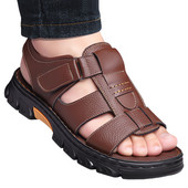 Loveontop Sandals Ανδρικά παπούτσια παραλίας Νέα παπούτσια από δέρμα αγελάδας Παντόφλες εξωτερικού χώρου Αντιολισθητικά Δερμάτινα σανδάλια με χοντρή σόλα για μένα