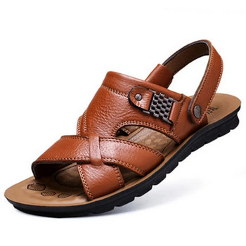 Голям размер Мъжки кожени сандали Летни класически мъжки обувки Чехли Меки сандали Мъжки римски Удобни обувки за ходене на открито