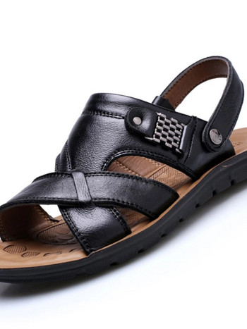 Голям размер Мъжки кожени сандали Летни класически мъжки обувки Чехли Меки сандали Мъжки римски Удобни обувки за ходене на открито