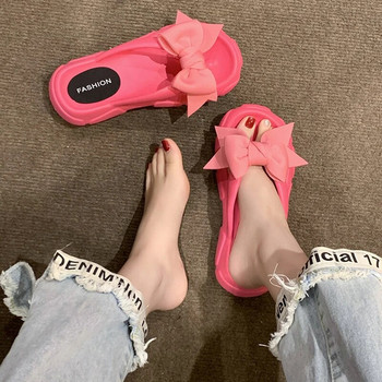 Модни джапанки на платформа с панделка за жени 2023 Летни плажни неплъзгащи се чехли на танкетка Дамски сандали с дебела подметка и щипка на пръстите