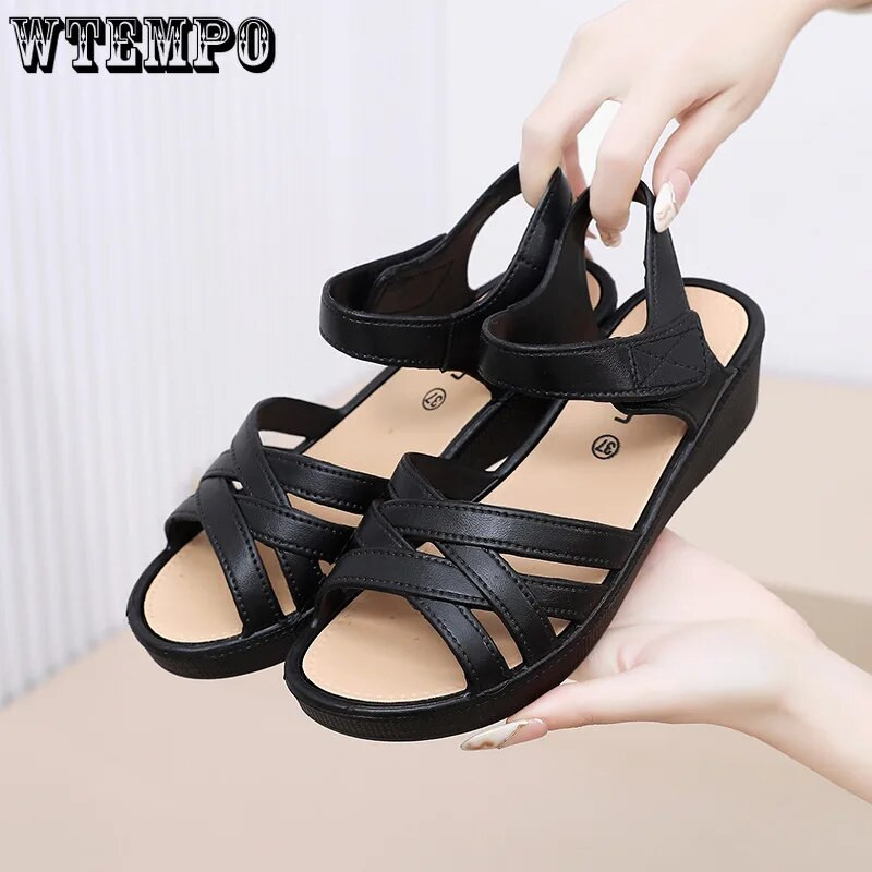 WTEMPO ženske sandale, ljetne cipele, sandale na petu od 4 cm, ležerne pu cipele s platformom, veleprodaja Dropshipping