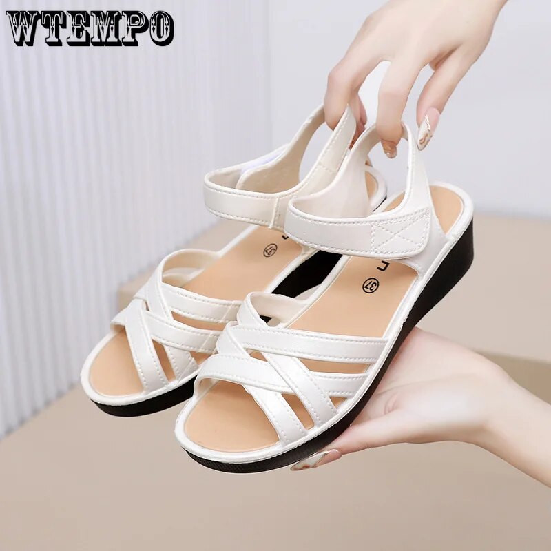 WTEMPO ženske sandale, ljetne cipele, sandale na petu od 4 cm, ležerne pu cipele s platformom, veleprodaja Dropshipping