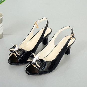 Дамски сладки обувки от бяла изкуствена кожа Cresfimix с отворени пръсти на висок ток за лятно парти, дамски модни черни обувки на ток a6140