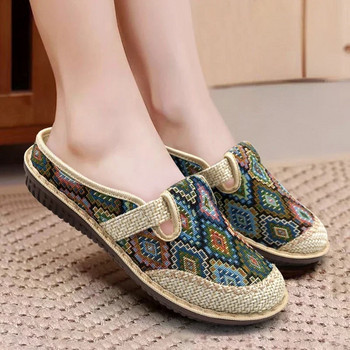 Μόδα γυναικεία παπούτσια Ethnic στυλ κεντημένα λινά αναπνεύσιμα υπαίθρια casual παντόφλες Παπούτσια για γυναίκες Zapatos De Mujer 2024