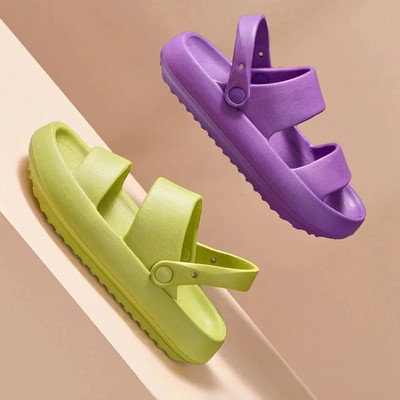 Дамски летни плажни сандали на платформа Зелени меки подметки EVA пързалки Дамски модни неплъзгащи се външни чехли Дамски удобни обувки