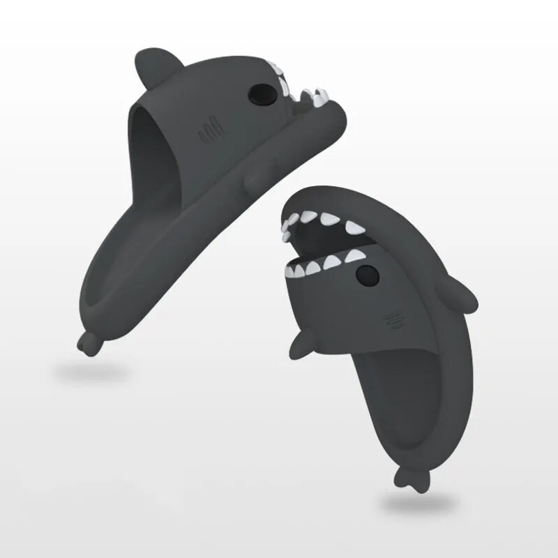 Pieaugušo haizivju čības vasarā vīriešiem haizivju slidkalniņi sievietēm vannas istaba čības Pāris Mājas Neslīdoši plakani apavi bērniem multfilmas sandales